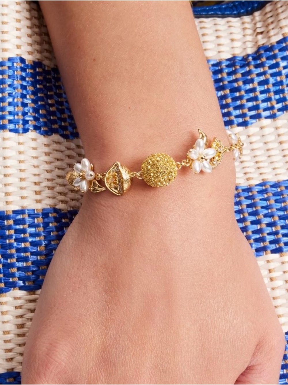 Kate Spade Gold-Tone Flower & Lemon Multi-Charm Pendant Bracelet - Picture 7 of 7